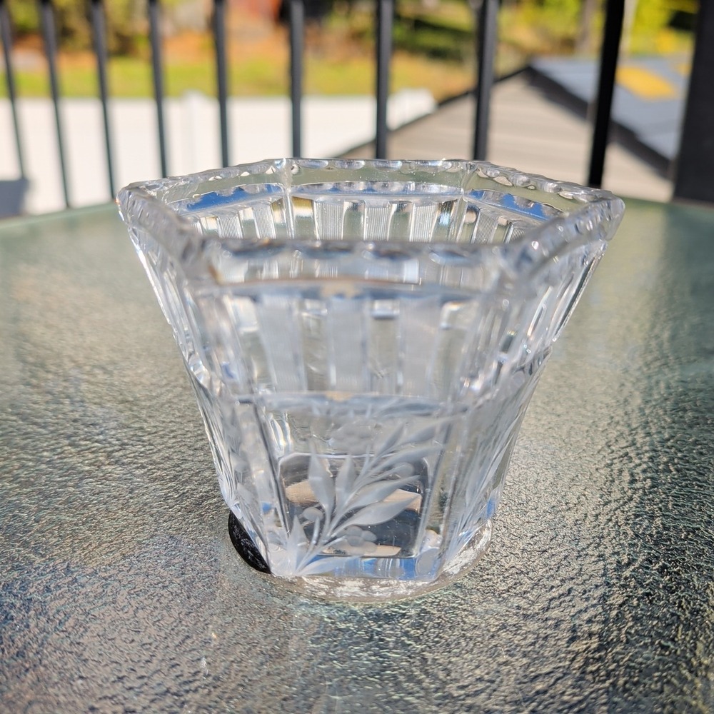 Vintage Crystal Votive Candle Holder Vase Clear Glass